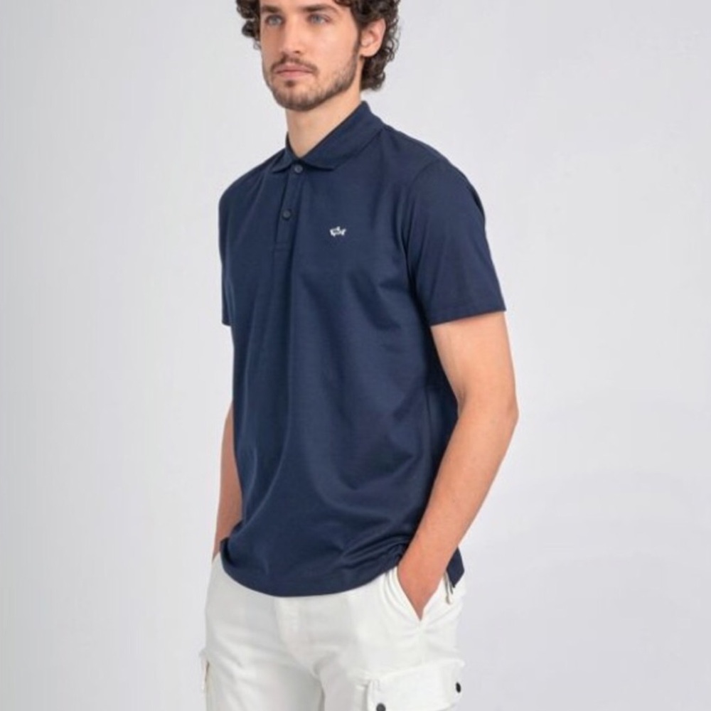Paul & Shark Navy Blue Polo Shirt with Small Embroidered Logo